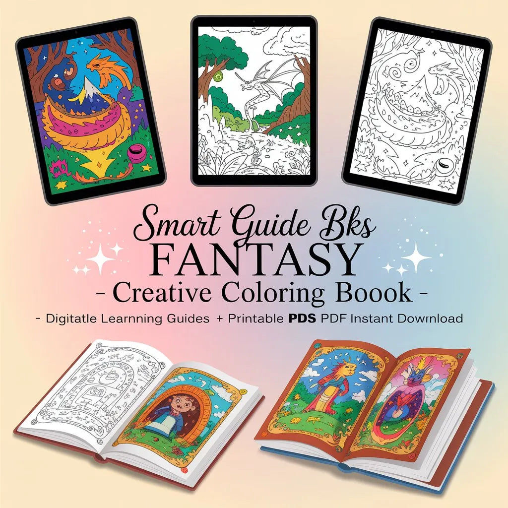 Smart Guide BKS Fantasy Coloring Book – Creative Designs – Digital Learning Guides Printable PDF Instant PDF download