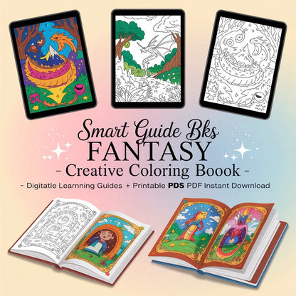 Smart Guide BKS Fantasy Coloring Book – Creative Designs – Digital Learning Guides Printable PDF Instant PDF download