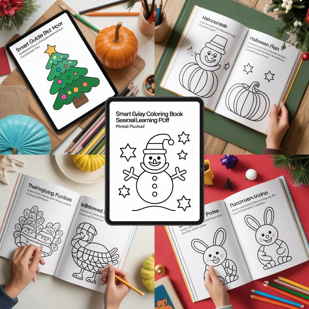 Smart Guide BKS Holiday Coloring Book – Seasonal Fun – Digital Learning Guides Printable PDF Instant PDF download